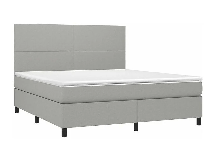 Sommier à lattes de lit et matelas et LED Gris clair 180x200