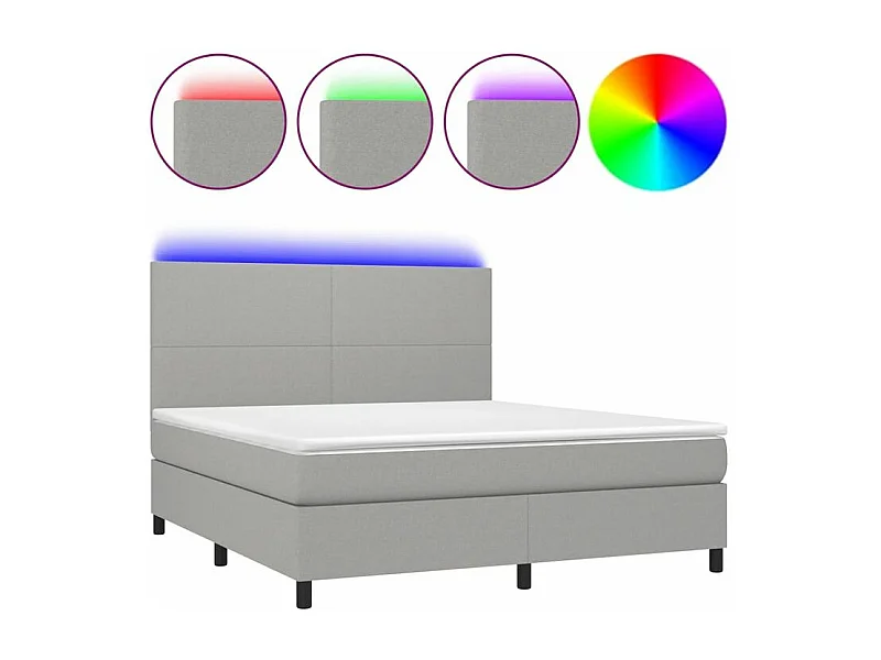 Sommier à lattes de lit et matelas et LED Gris clair 180x200