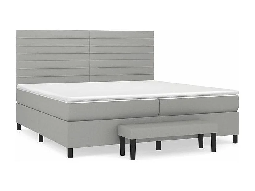 Sommier à lattes de lit avec matelas Gris clair 200x200 Tissu