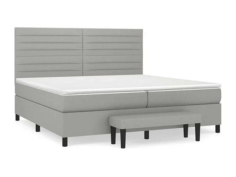 Sommier à lattes de lit avec matelas Gris clair 200x200 Tissu