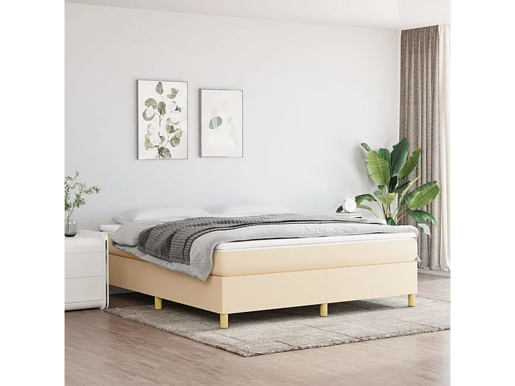 Sommier à lattes de lit avec matelas Crème 160x200 Tissu
