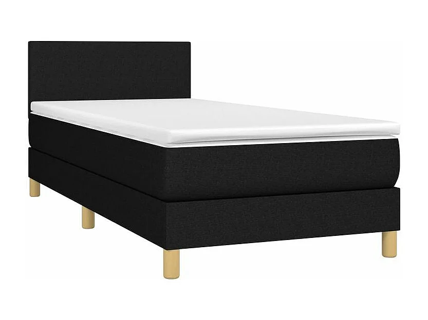 Sommier à lattes de lit avec matelas LED Noir 100x200 Tissu
