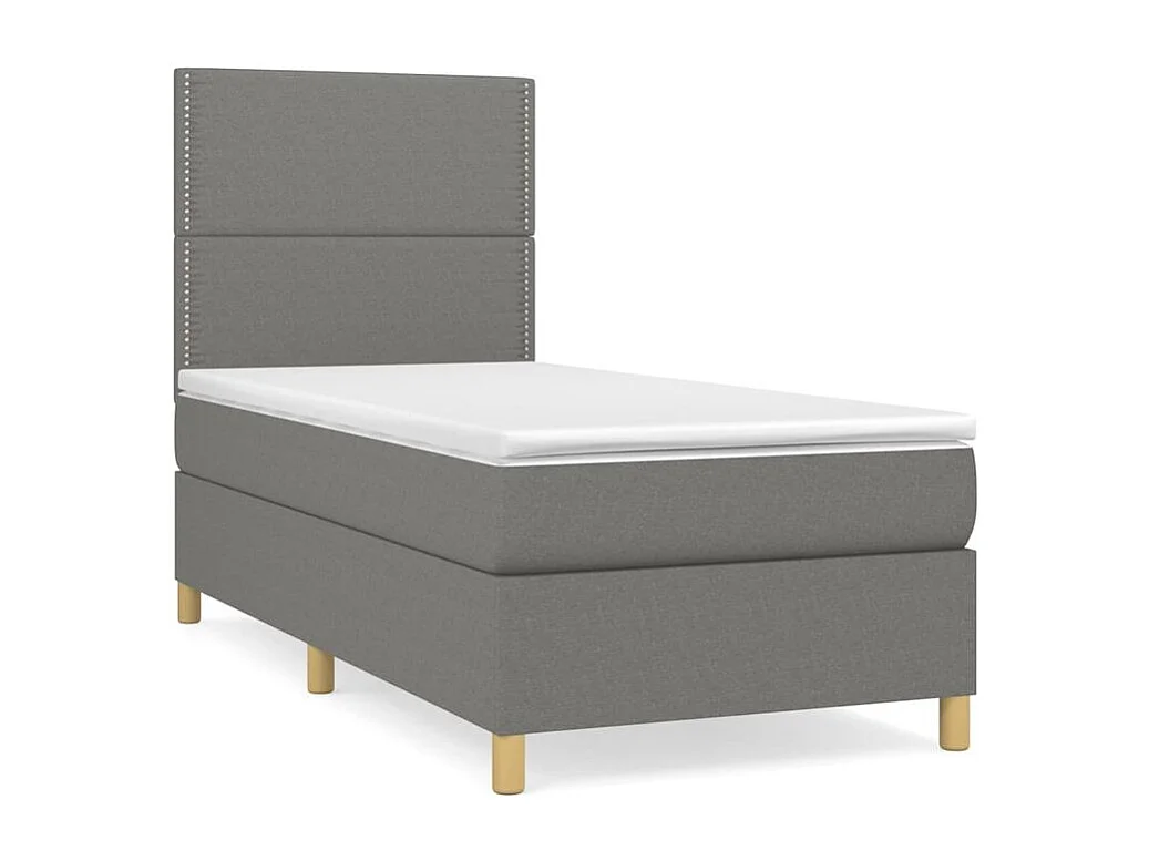 Sommier à lattes de lit et matelas Gris foncé 90x190 Tissu