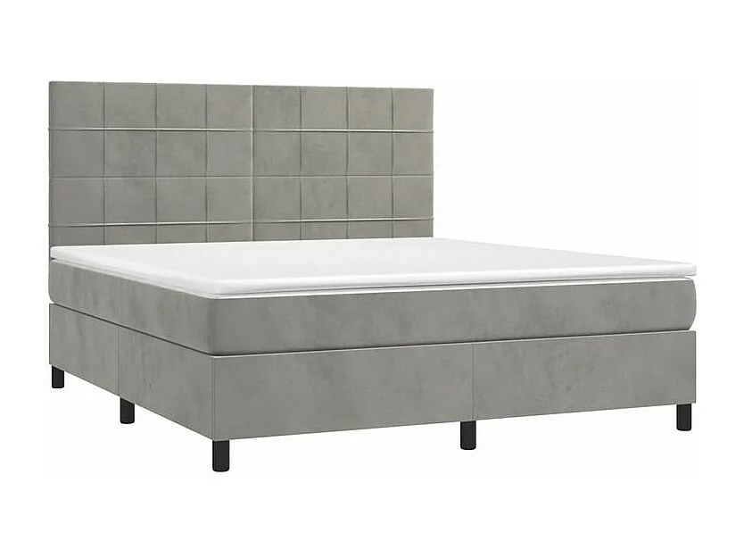 Sommier à lattes de lit matelas et LED Gris clair 180x200