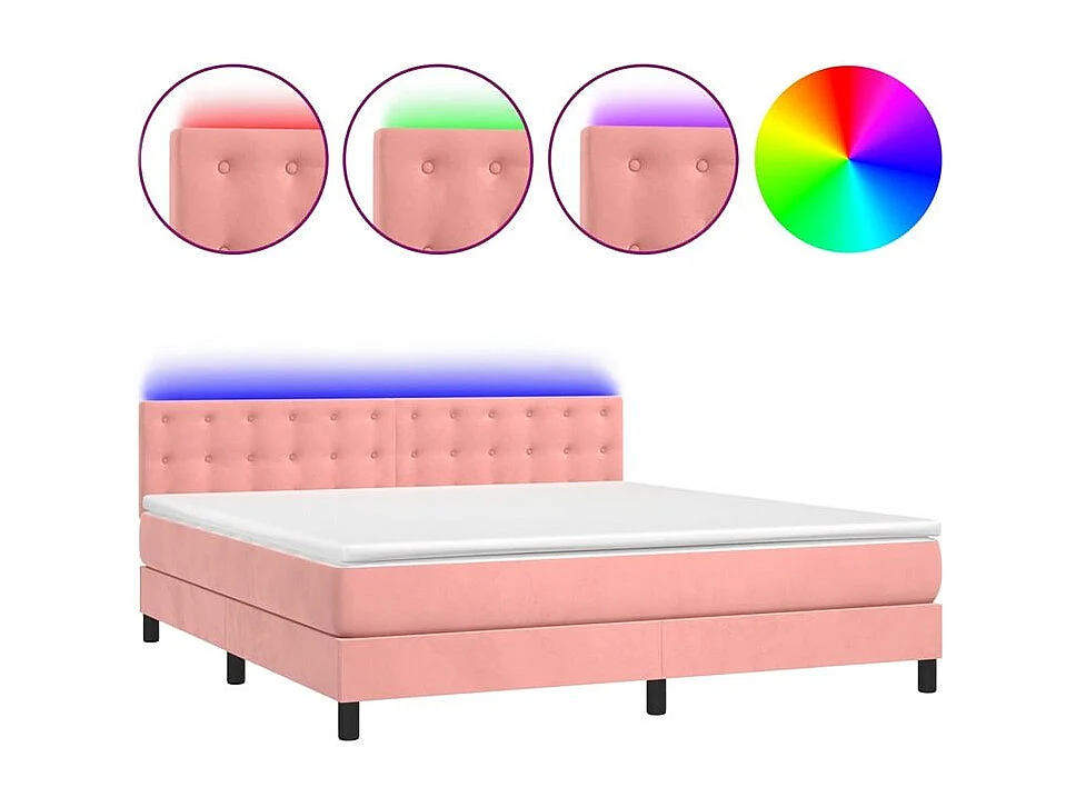 Sommier à lattes de lit avec matelas et LED Rose 180x200