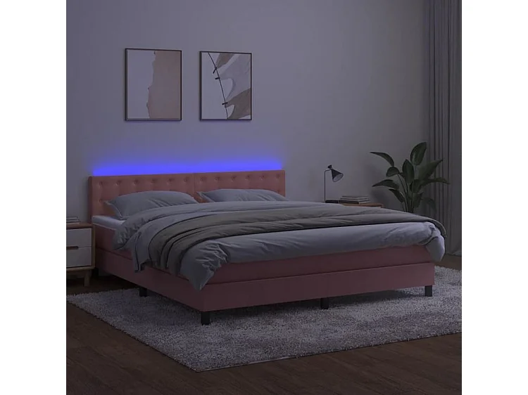 Sommier à lattes de lit avec matelas et LED Rose 180x200