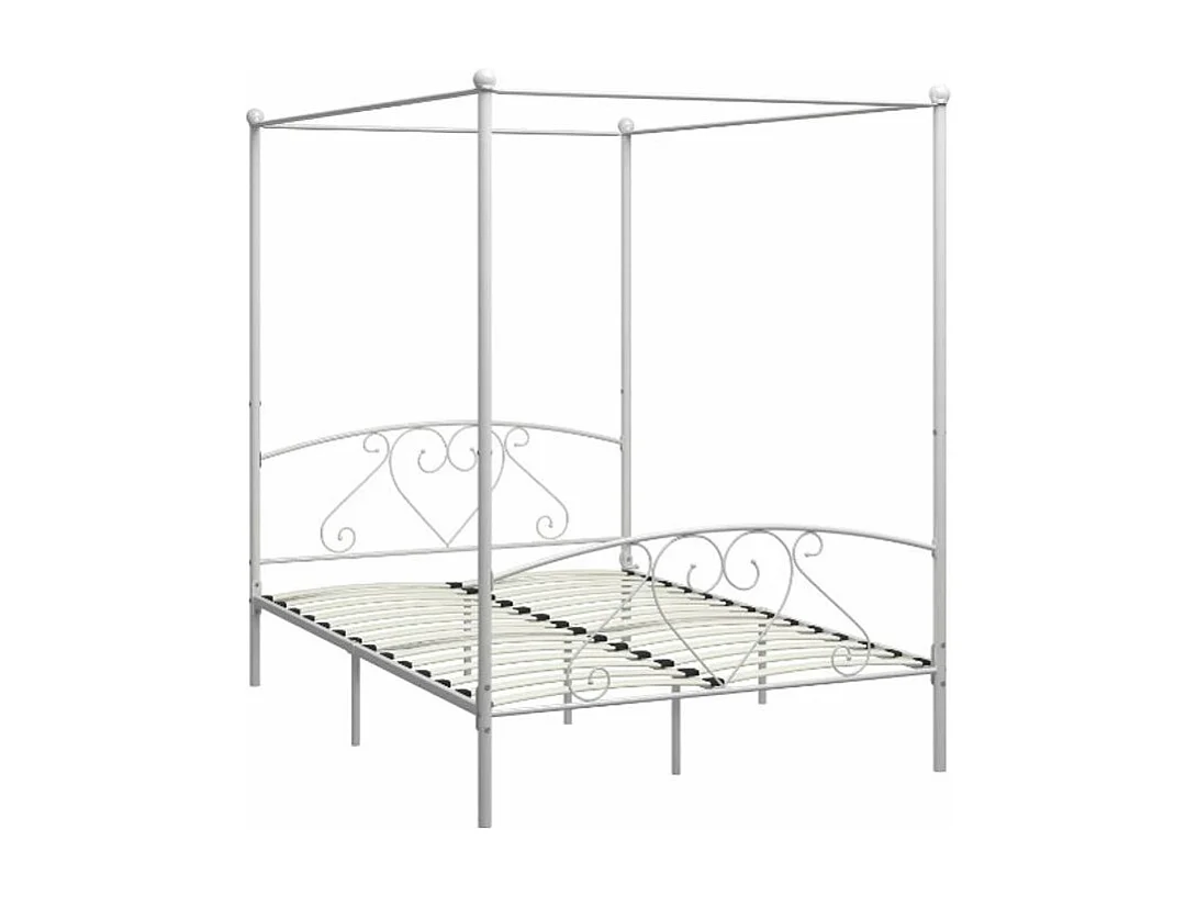 Lit à baldaquin métal blanc Tommy 160x200