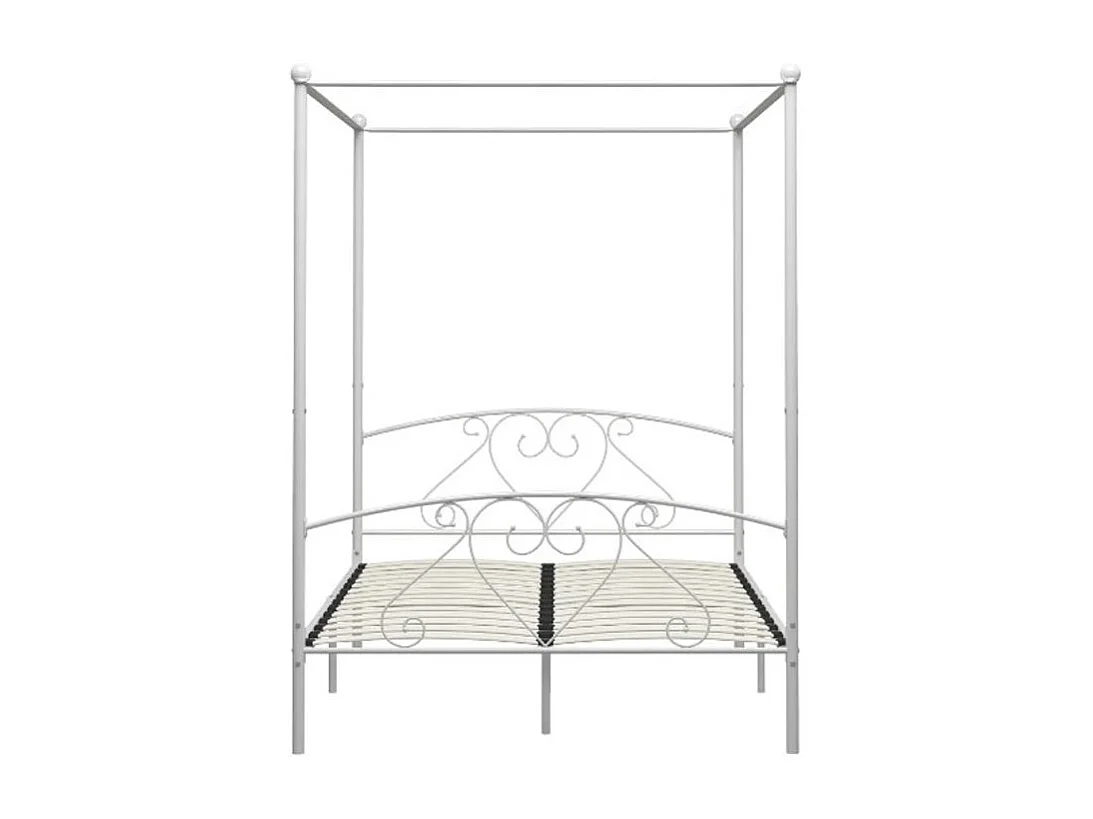 Lit à baldaquin métal blanc Tommy 160x200