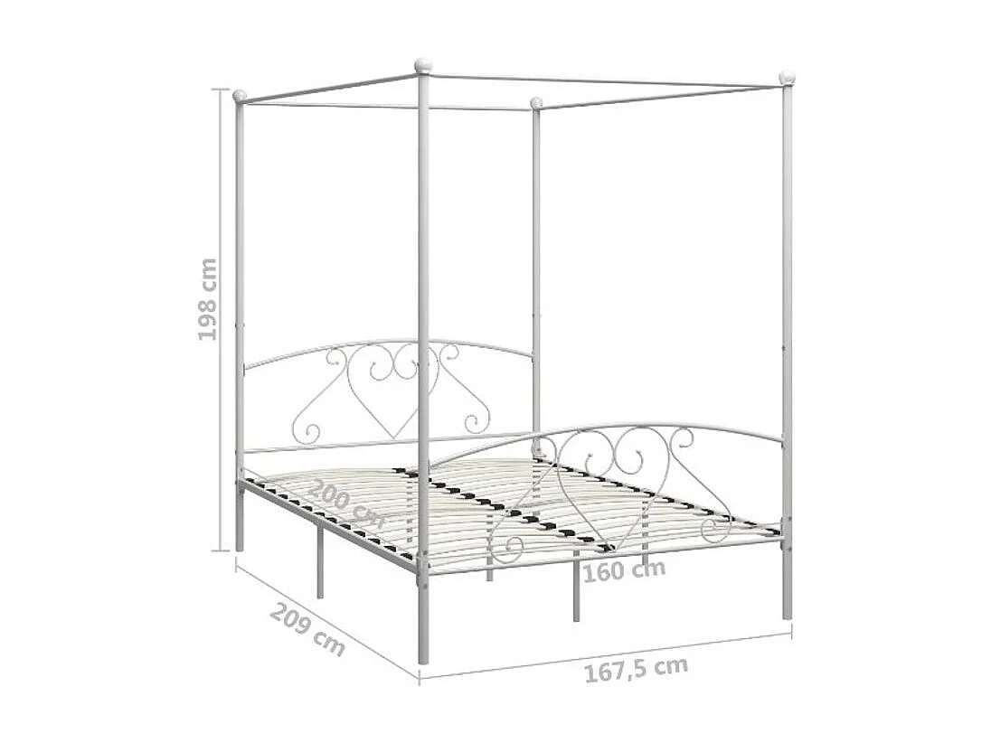 Lit à baldaquin métal blanc Tommy 160x200