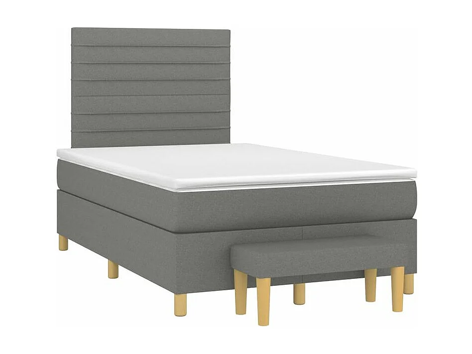 Sommier à lattes de lit avec matelas Gris foncé 120x200 Tissu