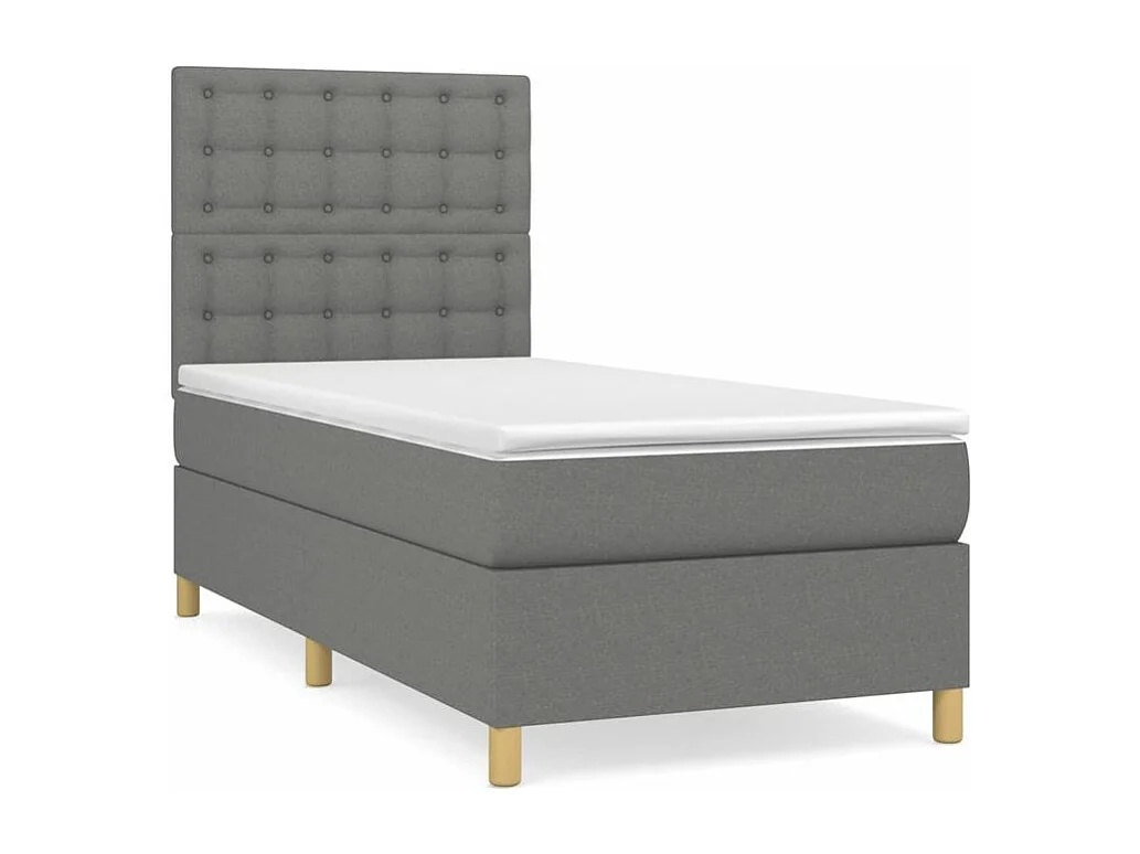 Sommier à lattes de lit avec matelas Gris foncé 100x200 Tissu