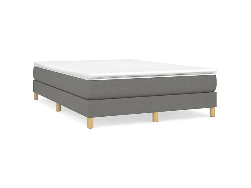 Sommier à lattes de lit avec matelas Gris foncé 140x200 Tissu