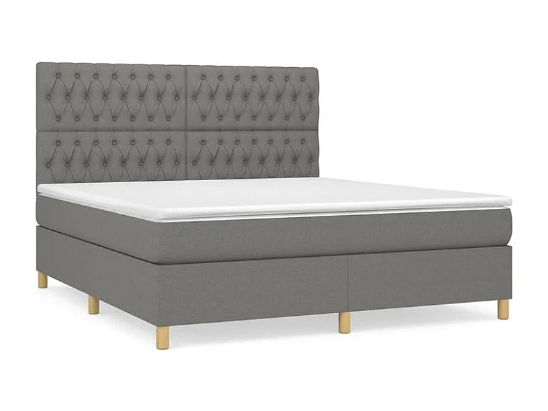 Sommier à lattes de lit avec matelas Gris foncé 180x200 Tissu