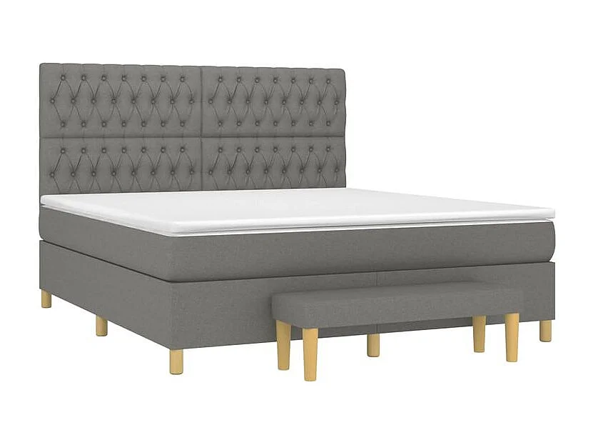 Sommier à lattes de lit avec matelas Gris foncé 180x200 Tissu