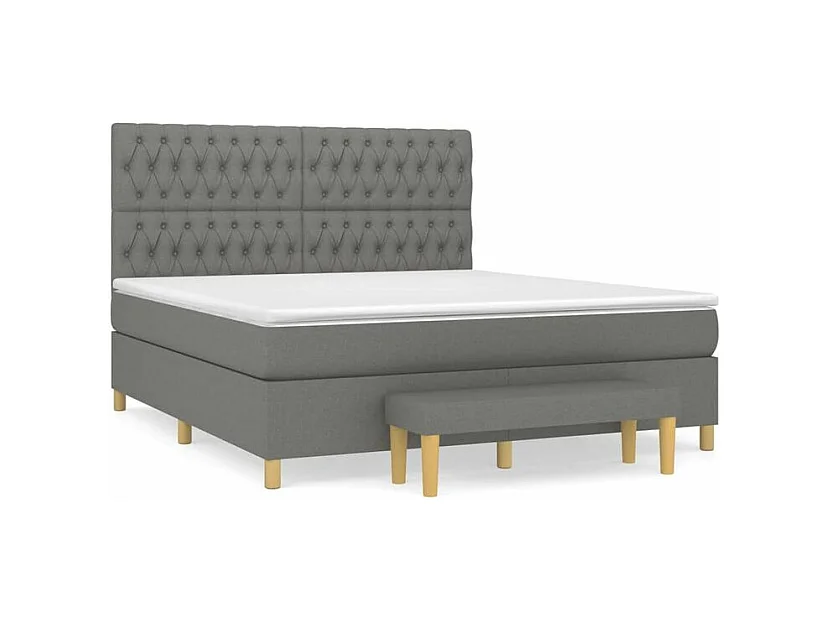 Sommier à lattes de lit avec matelas Gris foncé 180x200 Tissu