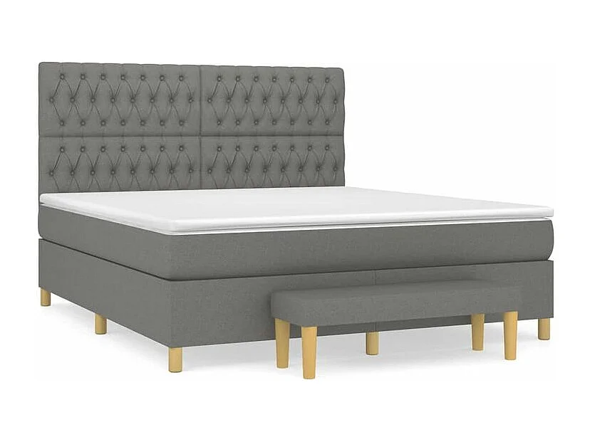 Sommier à lattes de lit avec matelas Gris foncé 180x200 Tissu