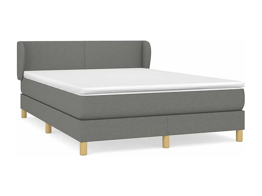 Sommier à lattes de lit avec matelas Gris foncé 140x200 Tissu