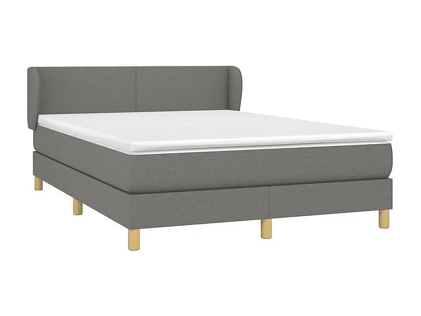 Sommier à lattes de lit avec matelas Gris foncé 140x200 Tissu