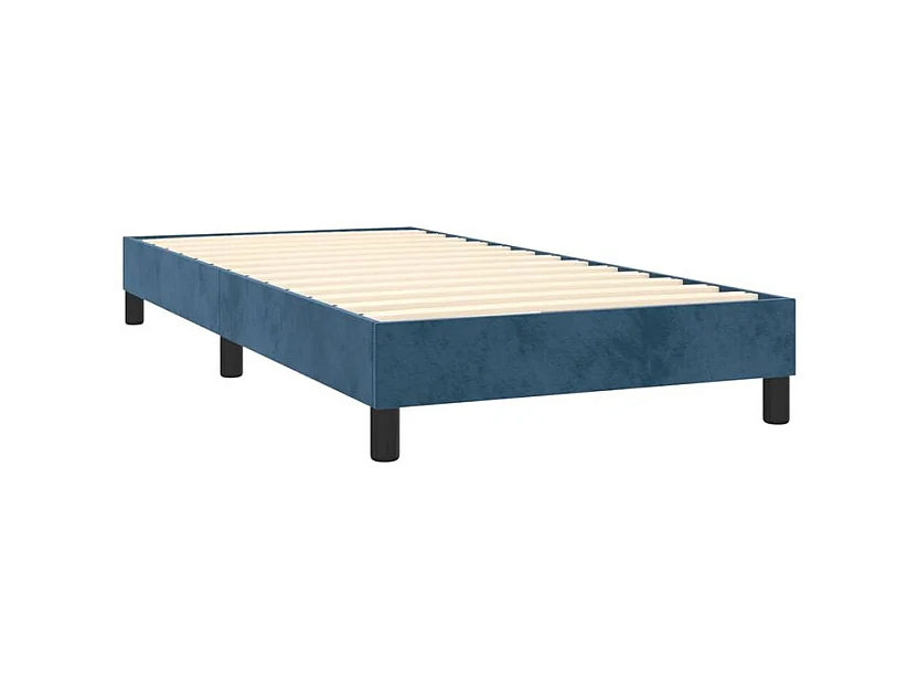 Sommier à lattes de lit avec matelas et LED Bleu foncé 90x200