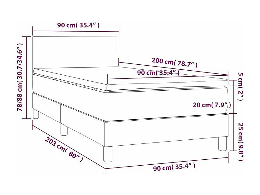 Sommier à lattes de lit avec matelas et LED Bleu foncé 90x200