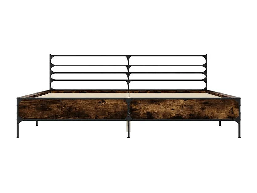 Cadre de lit chêne fumé 200x200 bois d'ingénierie et métal