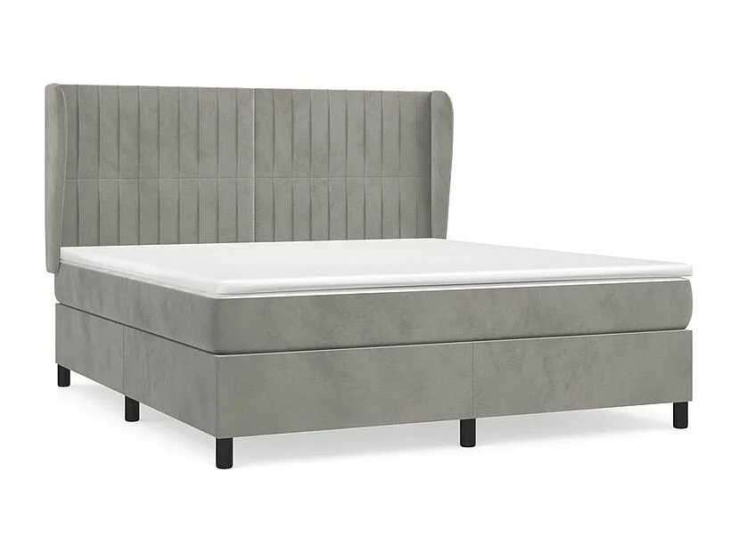 Sommier à lattes de lit et matelas Gris clair 180x200 Velours