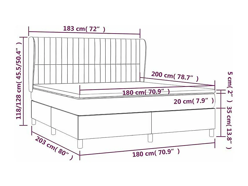 Sommier à lattes de lit et matelas Gris clair 180x200 Velours