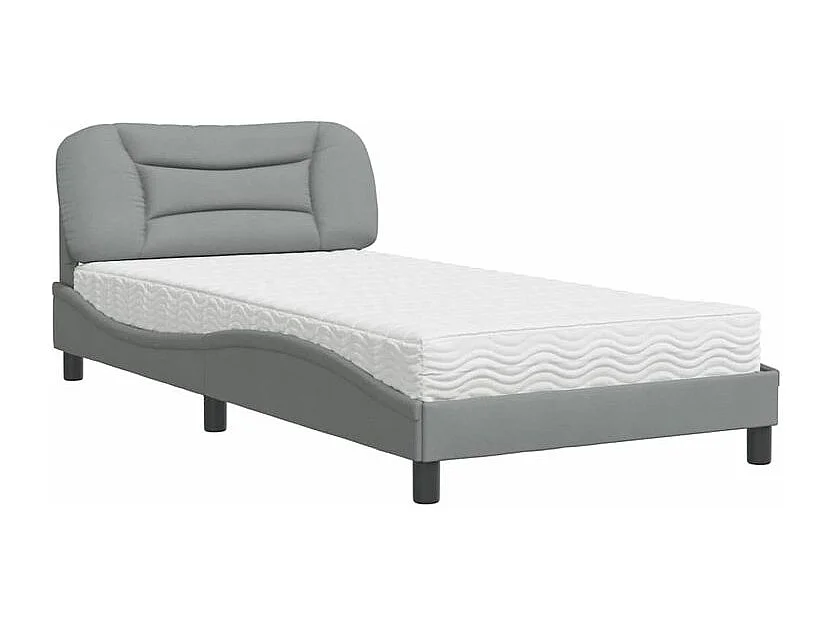 Lit avec matelas gris clair 100x200 tissu