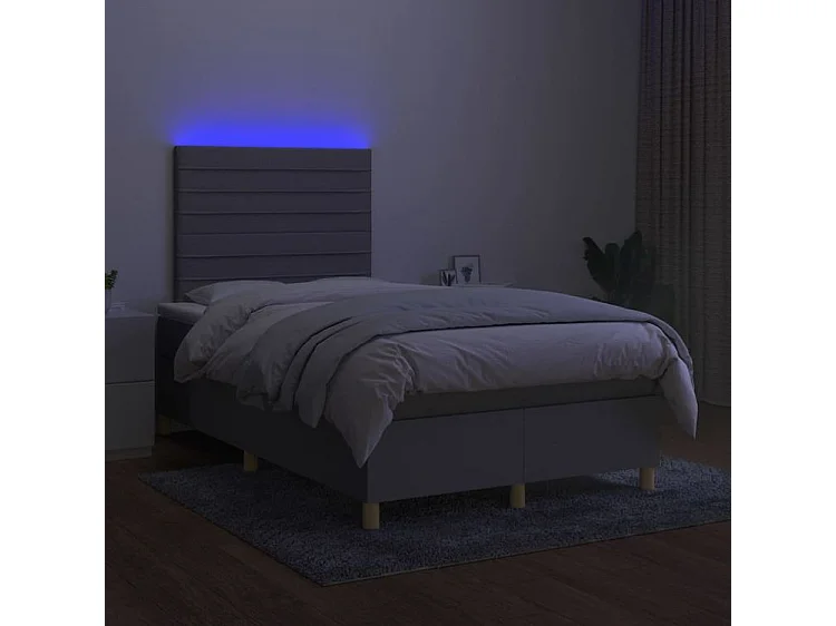 Sommier à lattes de lit matelas et LED Gris clair 120x200