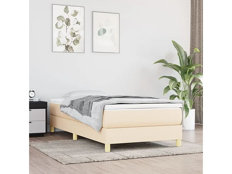 Sommier à lattes de lit avec matelas Crème 90x200 Tissu