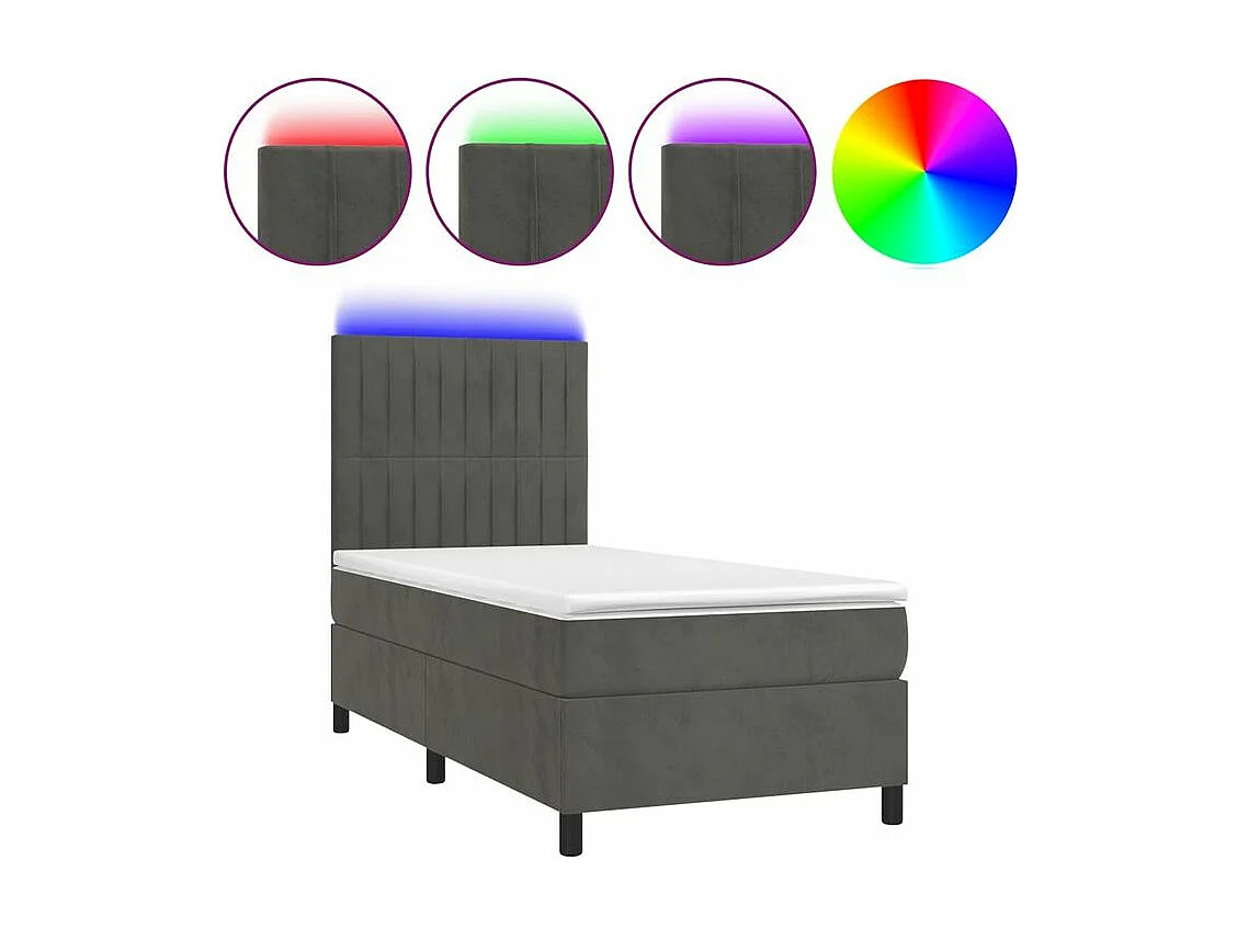 Sommier à lattes de lit matelas LED Gris foncé 80x200 Velours
