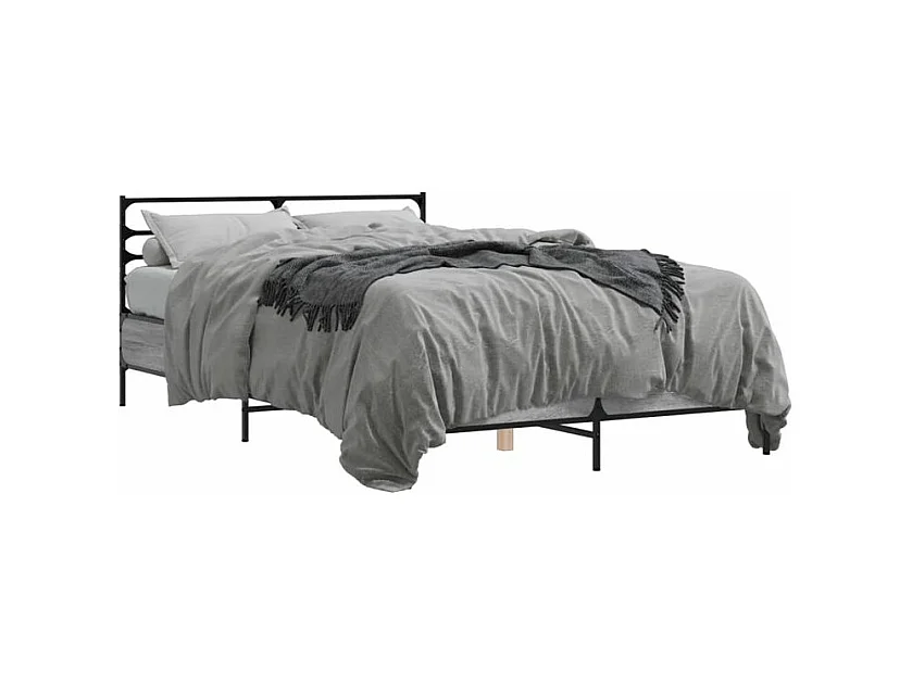 Cadre de lit sonoma gris 135x190 bois d'ingénierie et métal