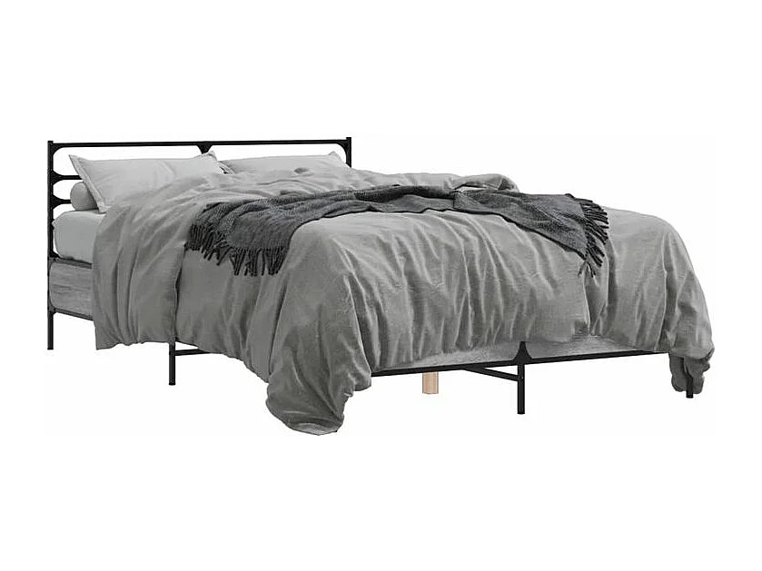 Cadre de lit sonoma gris 135x190 bois d'ingénierie et métal