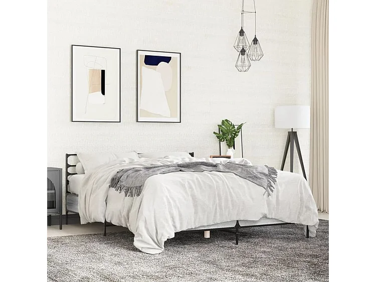 Cadre de lit sonoma gris 135x190 bois d'ingénierie et métal