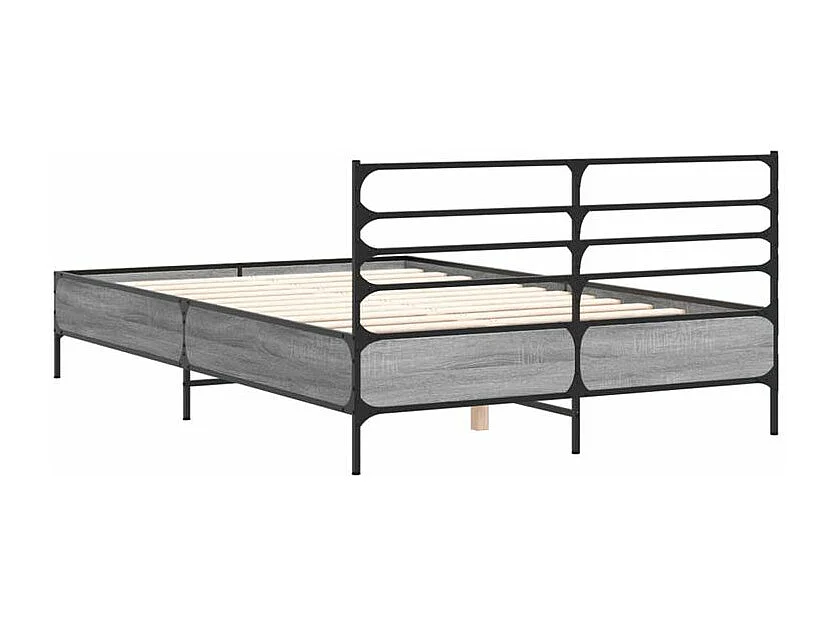 Cadre de lit sonoma gris 135x190 bois d'ingénierie et métal