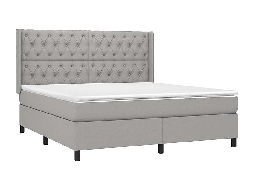 Sommier à lattes de lit avec matelas Gris clair 160x200 Tissu