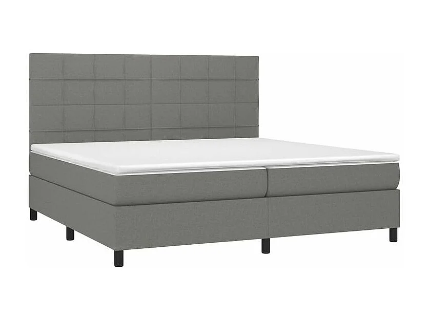 Sommier à lattes de lit et matelas et LED Gris foncé 200x200