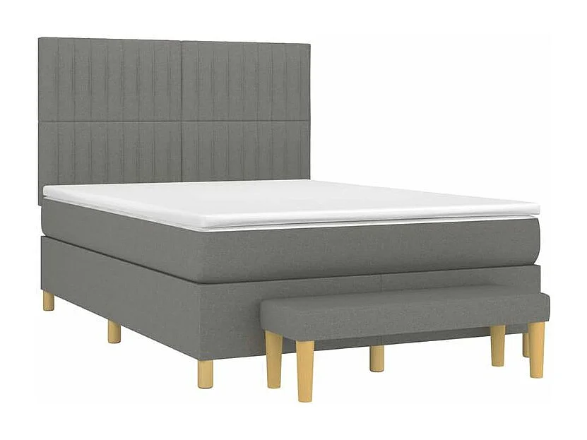 Sommier à lattes de lit avec matelas Gris foncé 140x190 Tissu