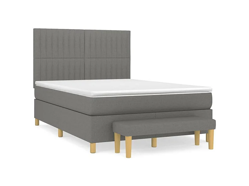 Sommier à lattes de lit avec matelas Gris foncé 140x190 Tissu