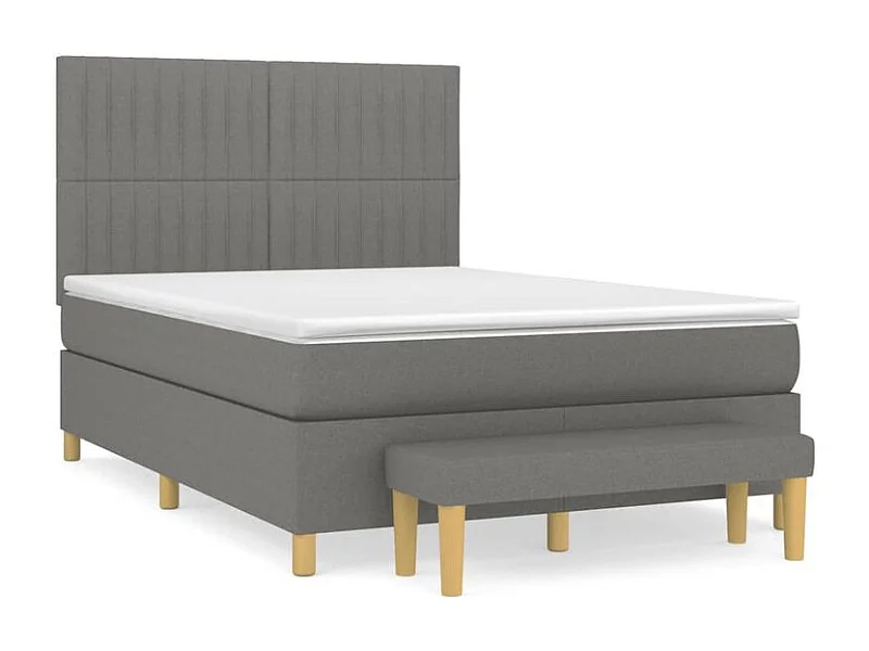 Sommier à lattes de lit avec matelas Gris foncé 140x190 Tissu