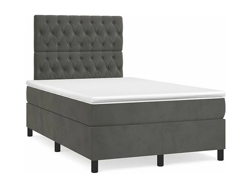Sommier à lattes de lit et matelas Gris foncé 120x200 Velours