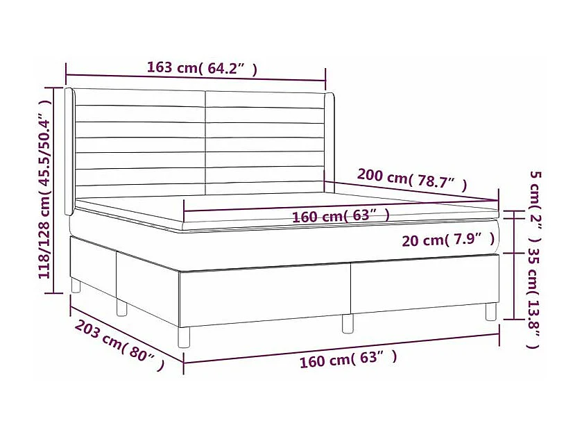 Sommier à lattes de lit avec matelas Rose 160x200 Velours