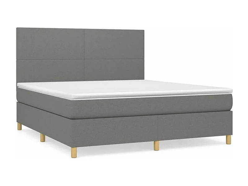 Sommier à lattes de lit avec matelas Gris foncé 160x200 Tissu