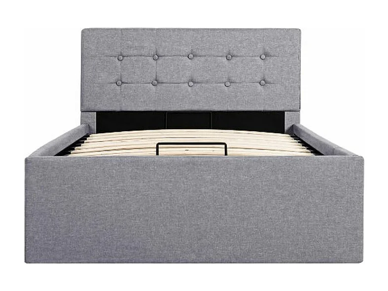 Lit coffre tissu gris clair 90x200