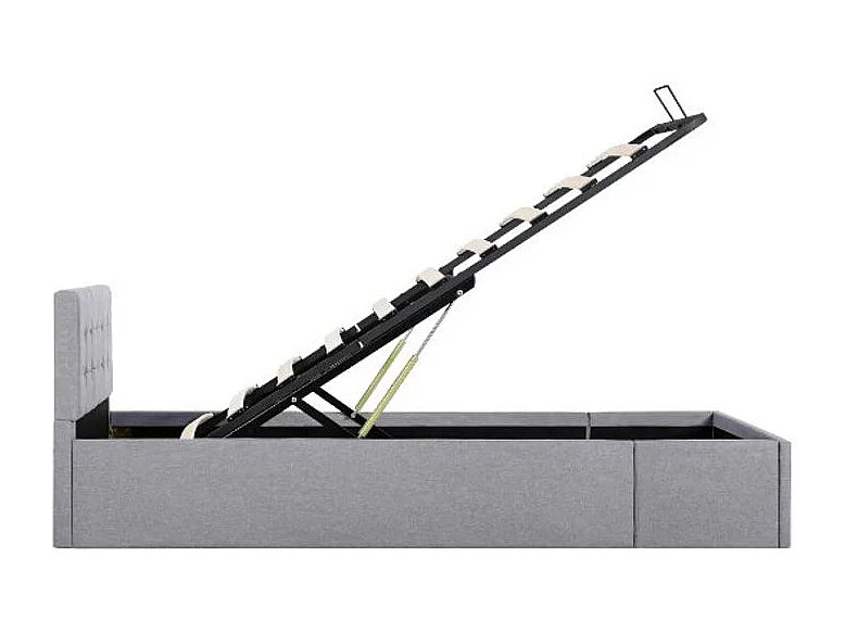 Lit coffre tissu gris clair 90x200