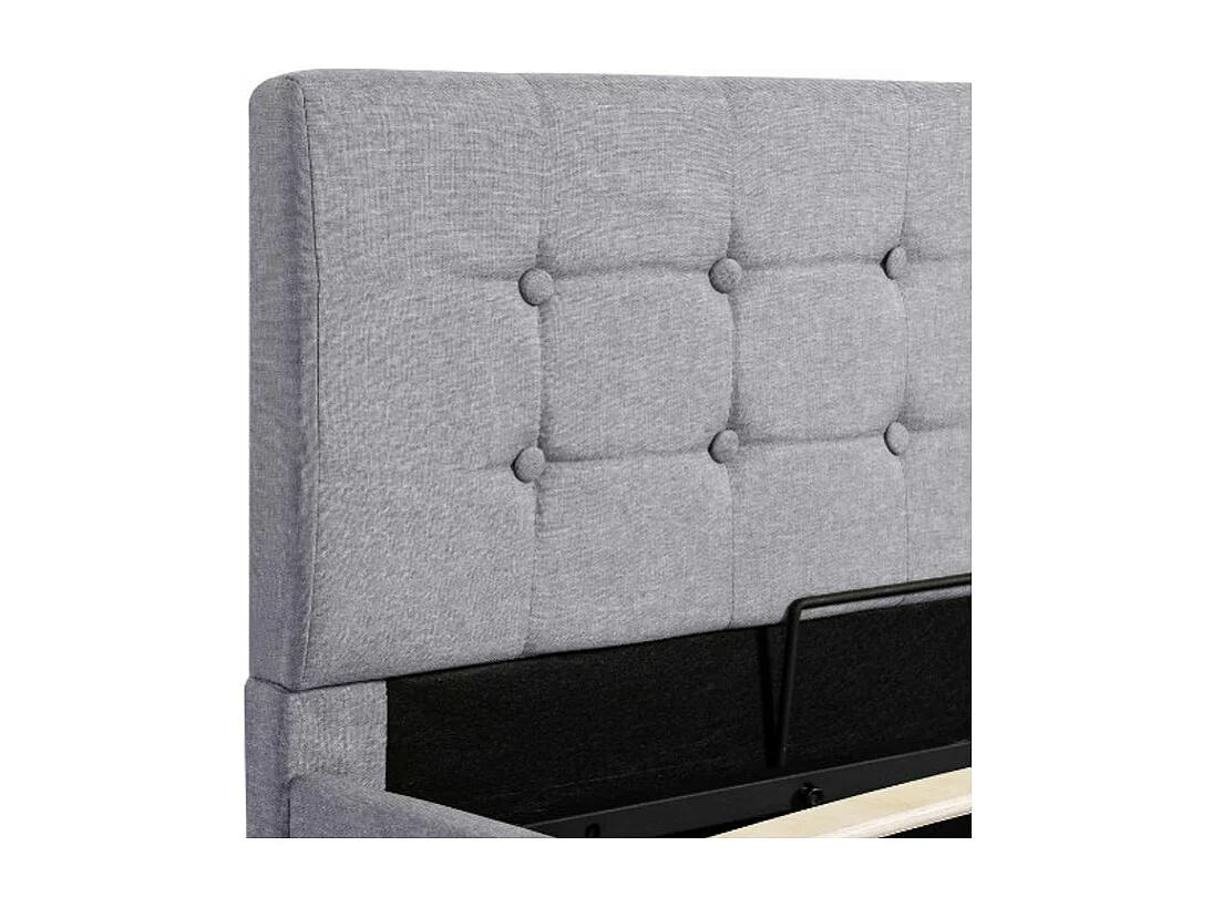 Lit coffre tissu gris clair 90x200