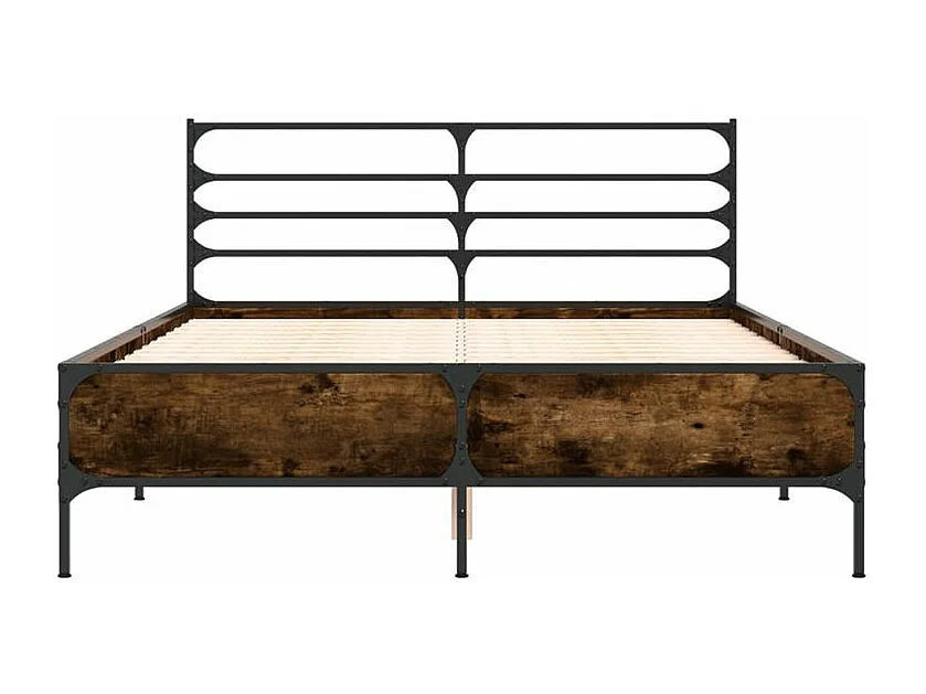 Cadre de lit chêne fumé 135x190 bois d'ingénierie et métal