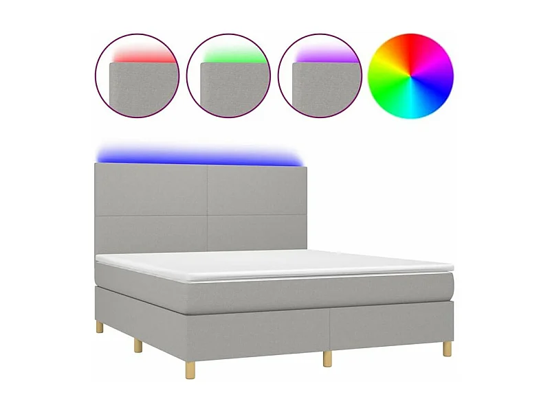 Sommier à lattes de lit et matelas et LED Gris clair 160x200