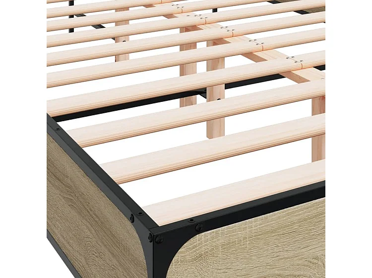 Cadre de lit chêne sonoma 140x200 bois d'ingénierie et métal