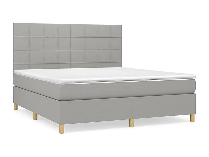 Sommier à lattes de lit avec matelas Gris clair 180x200 Tissu